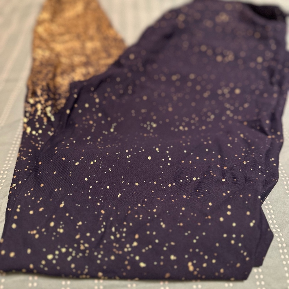 Beyond Yoga Alloy Ombré High Waist Leggings Blue & Gold Metallic Ombre LARGE